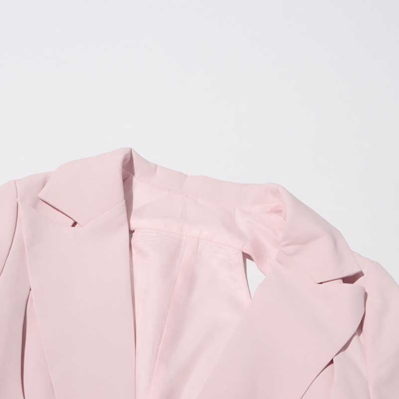 Women's Leaf Crepe Drop Hem Jacket with Slash Detailing in Pink Black