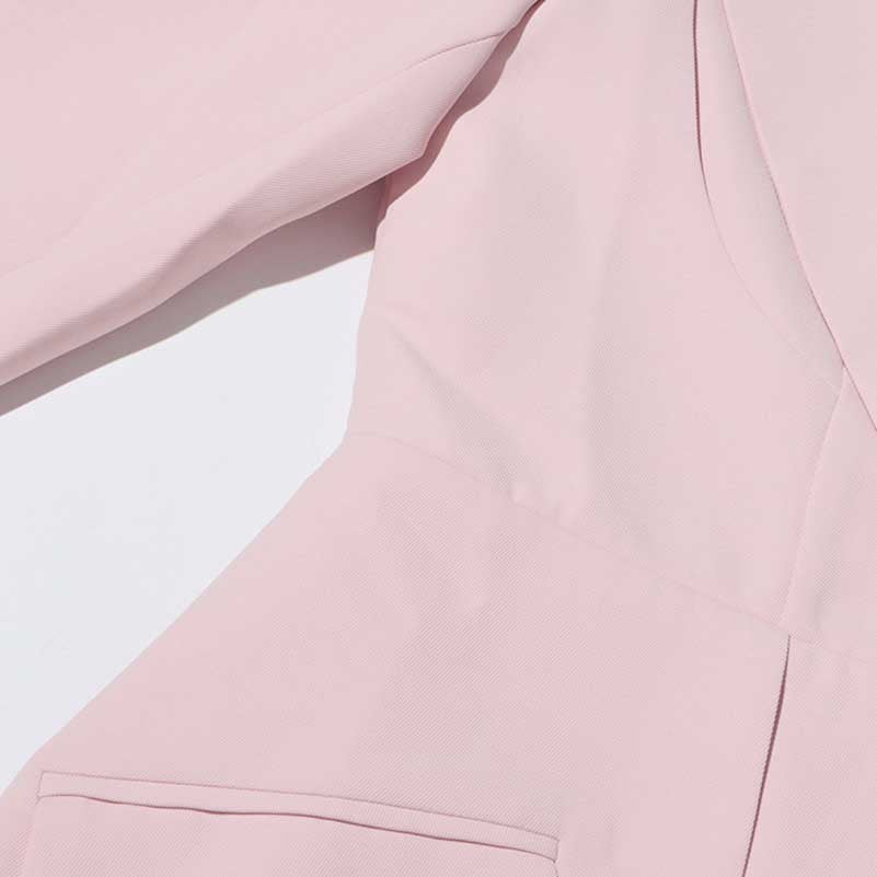 Women's Leaf Crepe Drop Hem Jacket with Slash Detailing in Pink Black