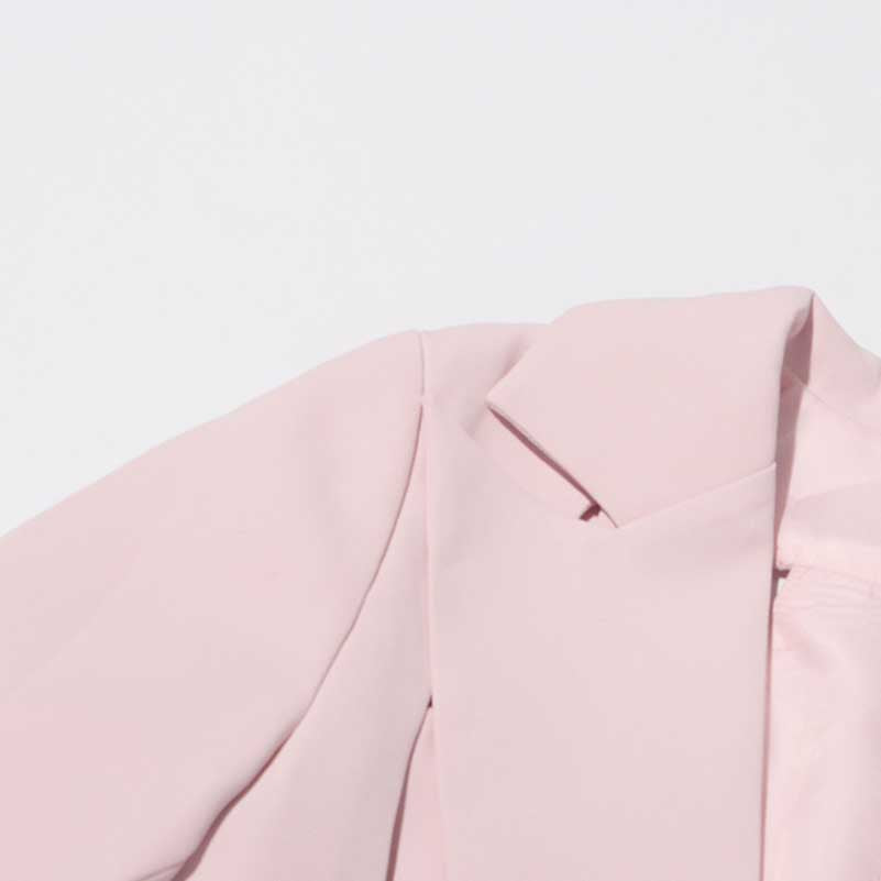 Women's Leaf Crepe Drop Hem Jacket with Slash Detailing in Pink Black