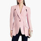 Women's Leaf Crepe Drop Hem Jacket with Slash Detailing in Pink Black