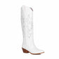 Women's Embroidered Knee High Cowgirl Boots Stiching Pull On Pointed Toe Western Cowboy Boots