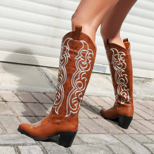Western Boots Cowgirl Boots with Classic Embroidery-Women