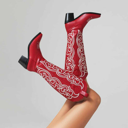 Western Boots Cowgirl Boots with Classic Embroidery-Women