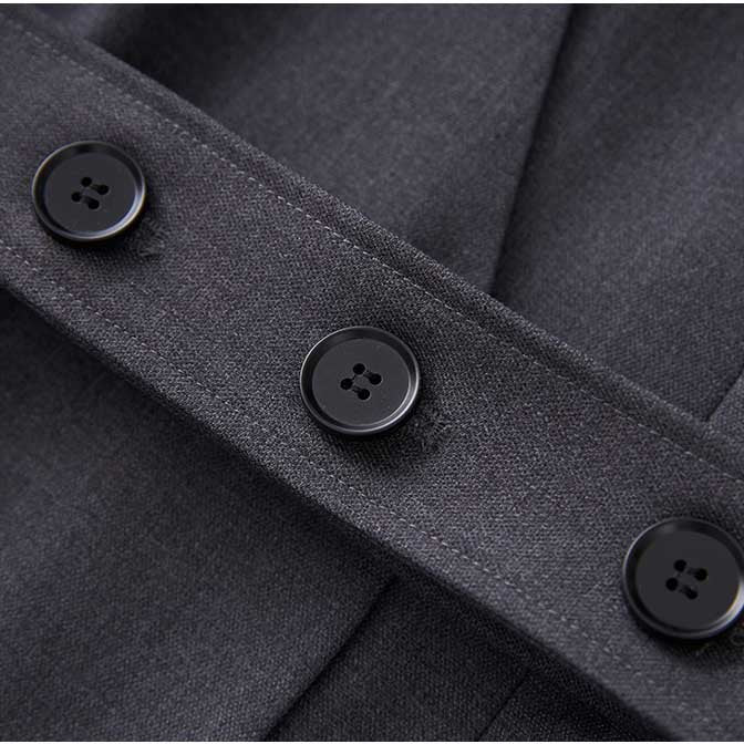 Women's Pantsuit With Belt Formal Event Suit in Black Grey