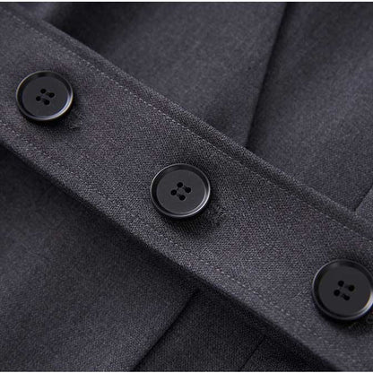 Women's Pantsuit With Belt Formal Event Suit in Black Grey