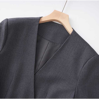 Women's Pantsuit With Belt Formal Event Suit in Black Grey