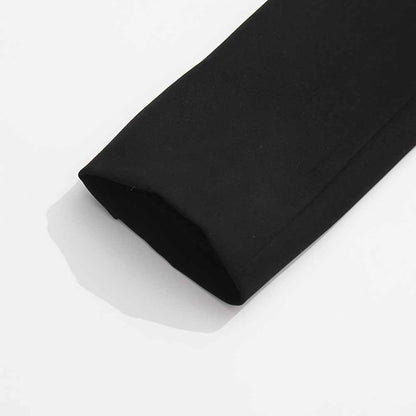 Close-up of sleeve detail on the women's black belted winter coat for stylish warmth and comfort