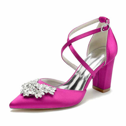 hot pink heels with rhinestones, ideal women's bridal shoes with rhinestones for elegant weddings