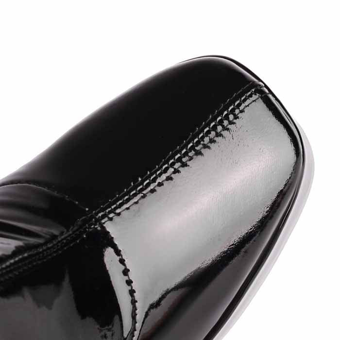 sd-hk women's chunky heel over the knee boots featuring glossy black finish for chic winter style