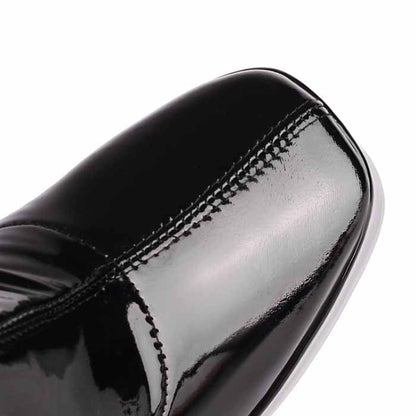 sd-hk women's chunky heel over the knee boots featuring glossy black finish for chic winter style