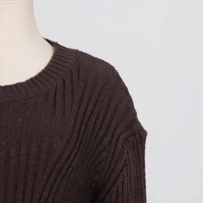 Women's cozy knit mini dress in a rich burgundy color with a relaxed fit and ribbed texture