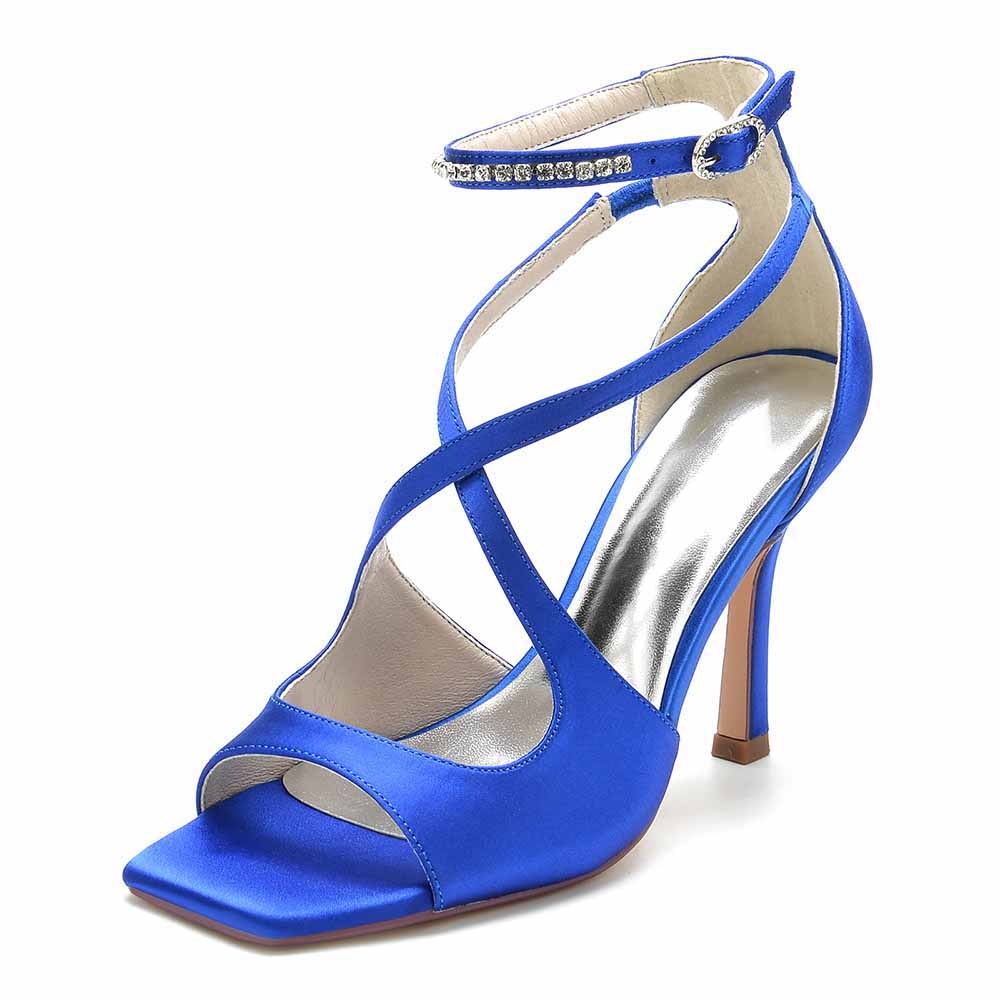 S&DCo. women's crossing strap dress heels in blue with a stylish design and elegant ankle strap