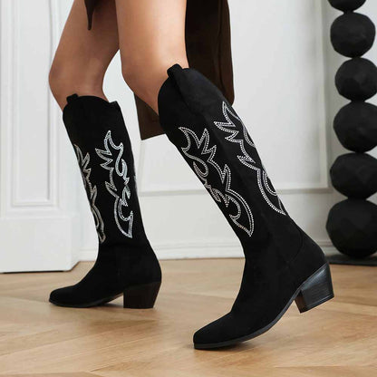 Stylish women's embroidered cowgirl boots with intricate designs for a trendy look