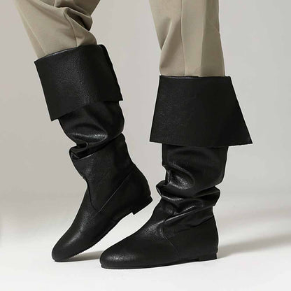 Stylish women's faux leather flat boots designed for comfort and versatility in fashion