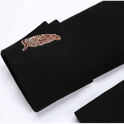 Women's formal shorts set in black with embellished details for elegant occasions