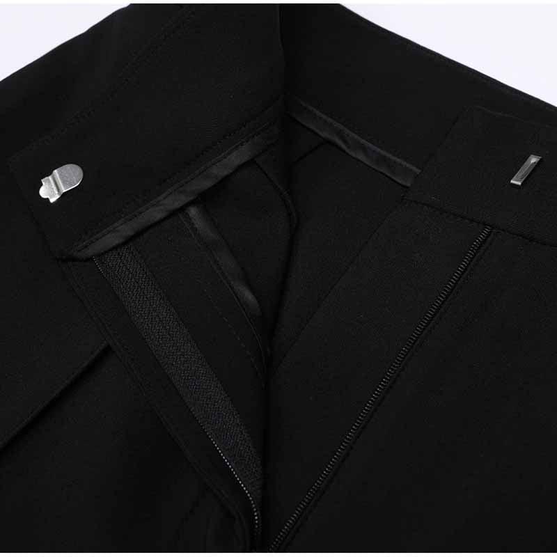 Close-up of SD Dresscode women's formal shorts set showing zipper and fastening details