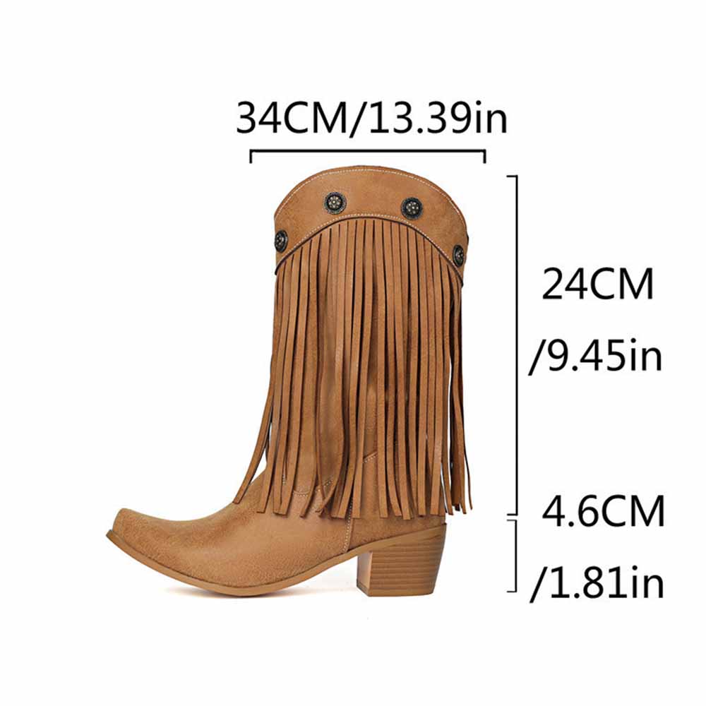 Women's fringe cowgirl boots with stylish fringe detailing and western-inspired design