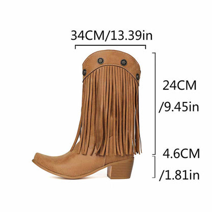 Women's fringe cowgirl boots with stylish fringe detailing and western-inspired design