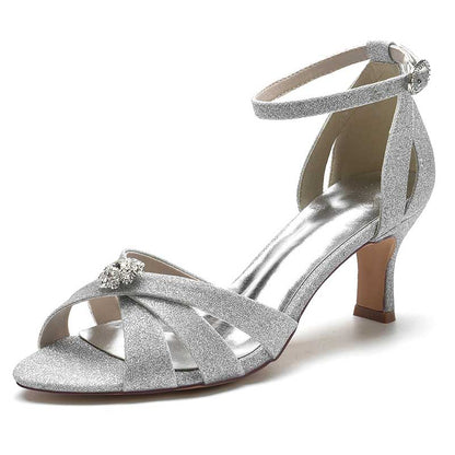 women's glitter ankle strap sandals with stylish design and comfortable heel