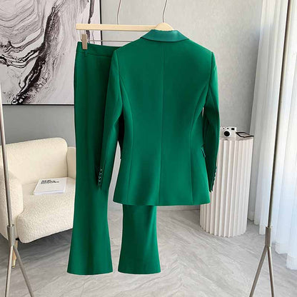 Women's green pantsuit formal by SD Dresscode with tailored fit and modern design