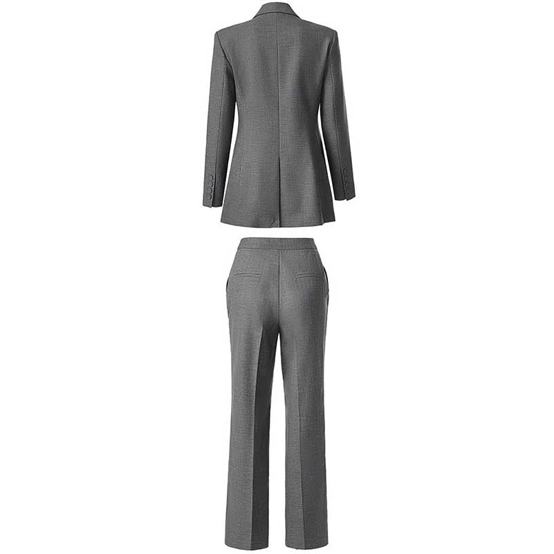 Women's grey tailored pantsuit from SD Dresscode & Fashiontrends featuring a stylish blazer and fitted trousers