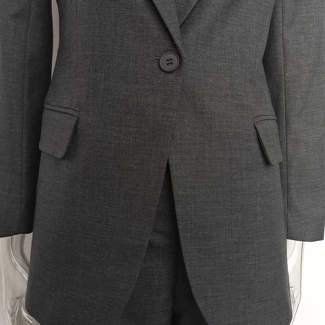 SD Dresscode women's grey tailored pantsuit featuring a button closure and sleek design