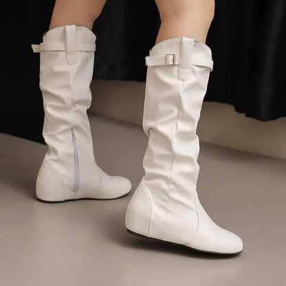 Stylish women's lace-up wedge boots in white with a sleek design and comfortable fit 