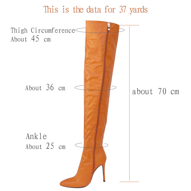 sd-hk women's over the knee boots in orange with sleek design and high heel for stylish outfits