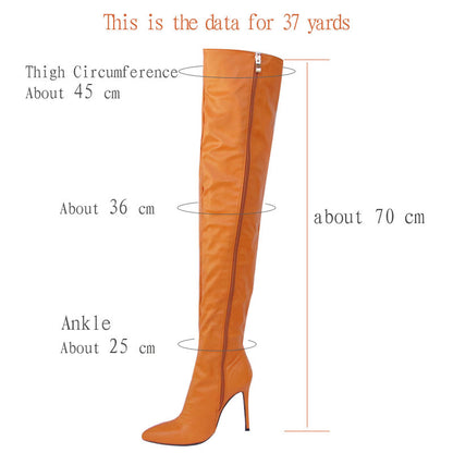 sd-hk women's over the knee boots in orange with sleek design and high heel for stylish outfits