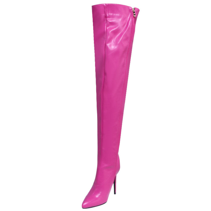 Pink SD-HK women's over the knee boots with a sleek design and high stiletto heels