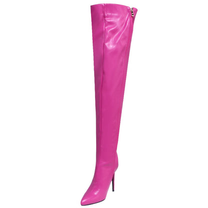 Pink SD-HK women's over the knee boots with a sleek design and high stiletto heels