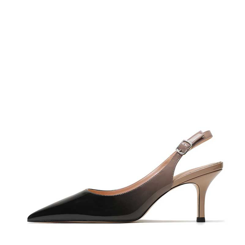 SD Dresscode women's patent leather slingback heels with a sleek pointed toe and elegant design