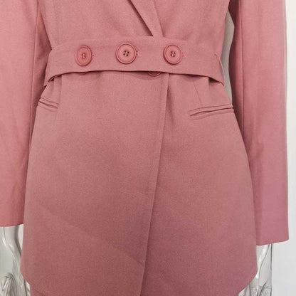 SD Dresscode women's pink pantsuit for formal events featuring a stylish belted blazer design