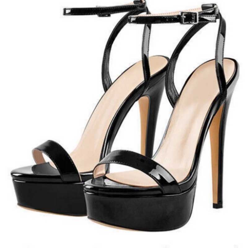 elegant black women's platform heels for formal events with ankle straps and high stiletto heels