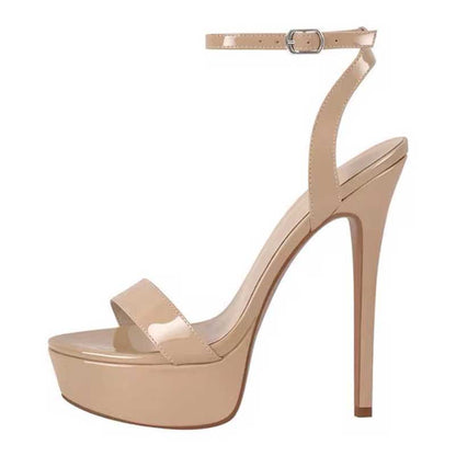 Apricot women's platform heels for formal events with stylish ankle strap