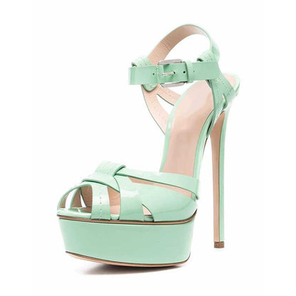Mint Green Women's Platform Stiletto Heels with Crisscross Straps for Stylish Elevation