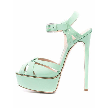 Mint Green Women's Platform Stiletto Heels with Crisscross Straps from SD Dresscode & Fashiontrends