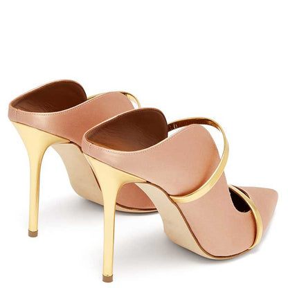SD Dresscode womens pointed toe high heel pumps in nude with stylish gold accents for elegant outfits
