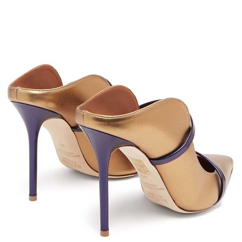 SD Dresscode womens pointed toe high heel pumps in gold and purple with a sleek design for stylish occasions
