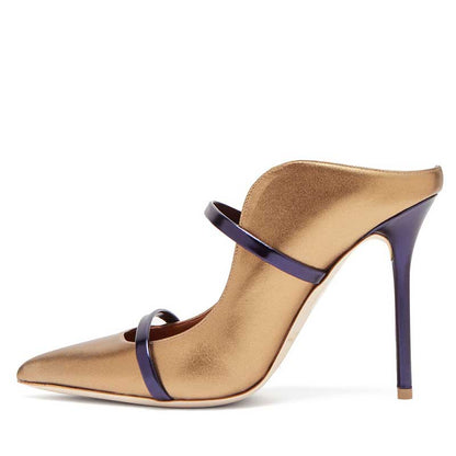 SD Dresscode & Fashiontrends womens pointed toe high heel pumps in gold with purple accents for stylish occasions