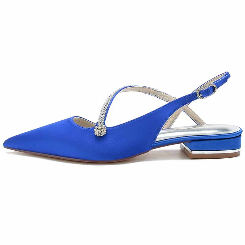 S&DCo. women's pointed toe party flats in blue with a stylish slingback design and embellished strap