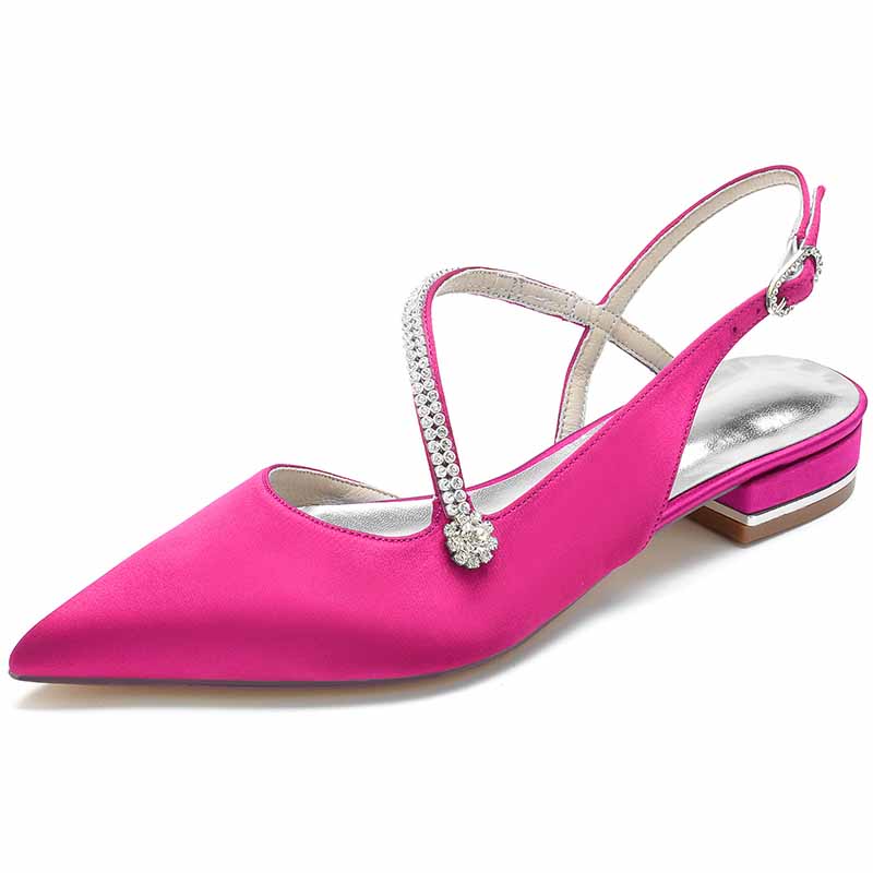 S&DCo. women's pointed toe party flats in pink with decorative strap and low heel for elegant occasions