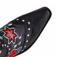 Women's retro floral cowboy boots in black with colorful floral embroidery detailing