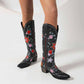 Stylish women's retro floral cowboy boots with colorful embroidery and pointed toe design
