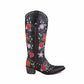 Women's retro floral cowboy boots with colorful designs and a stylish heel for a fashionable look
