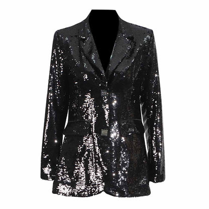 SD-HK women's sequin blazer with a stylish black design and sparkling sequins for a chic look