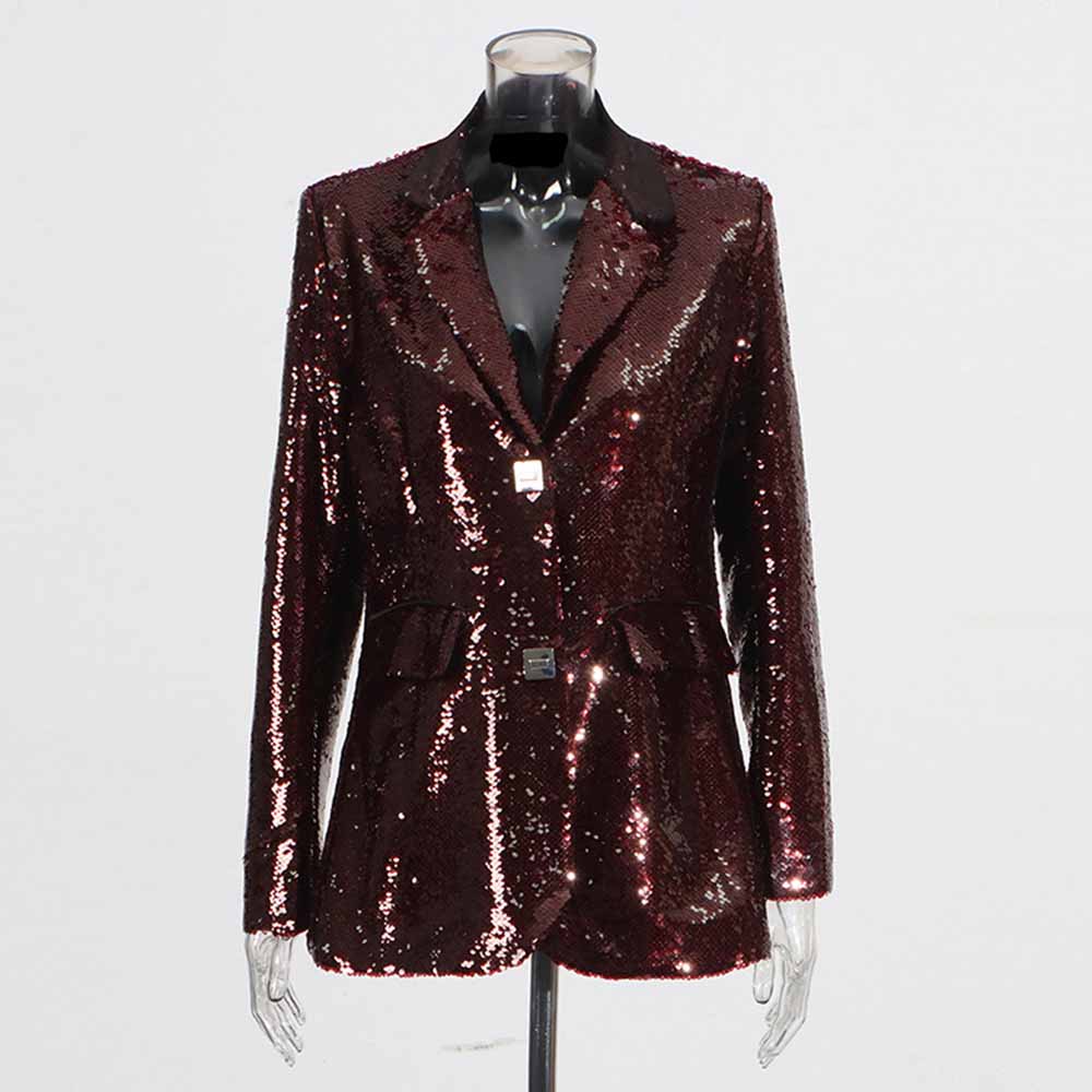 Women's sequin blazer in burgundy with a stylish design for elegant evening wear
