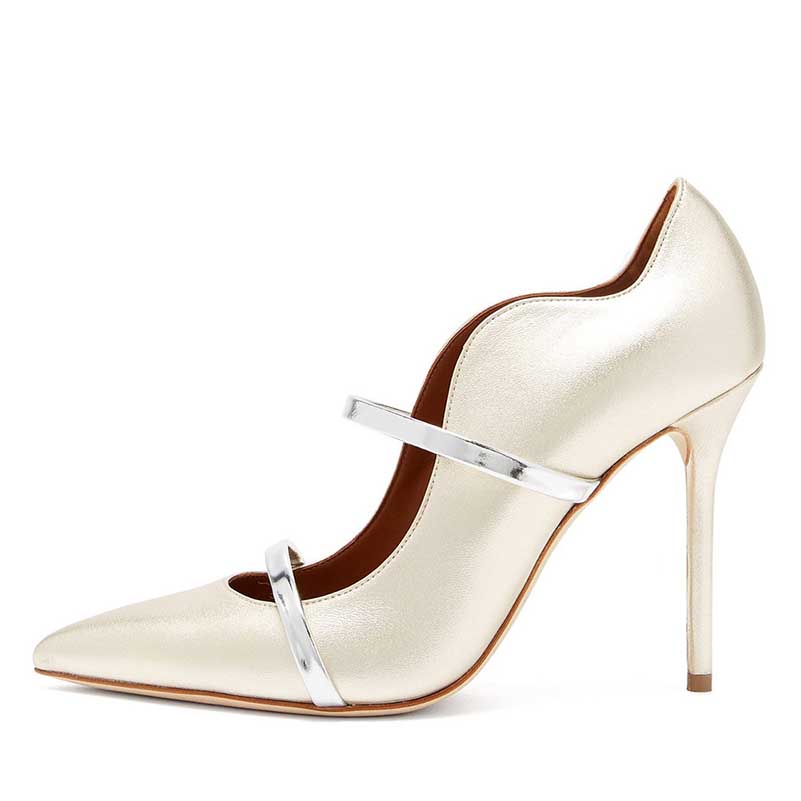 Elegant SD Dresscode womens slip-on wedding heels with sleek metallic accents and a pointed toe design