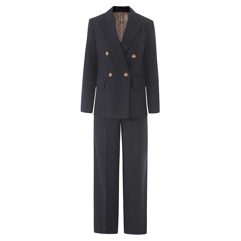 SD Dresscode women's straight-leg pants suit in navy with double-breasted blazer and stylish design