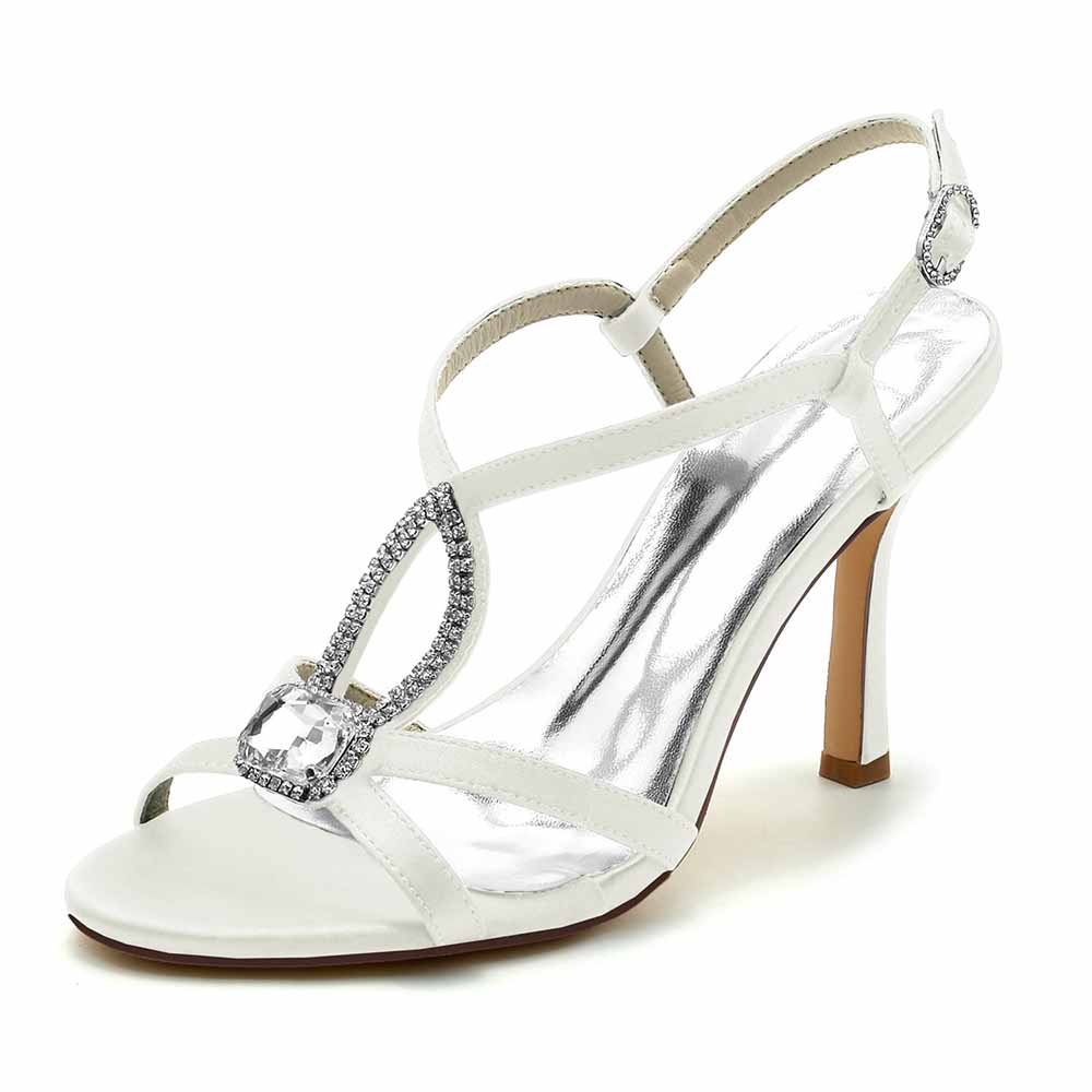 S&DCo. women's strappy wedding shoes with elegant rhinestone embellishments and high heels